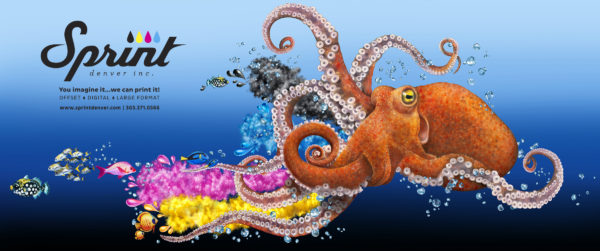 Sprint Octopus Truck flat illustration graphic