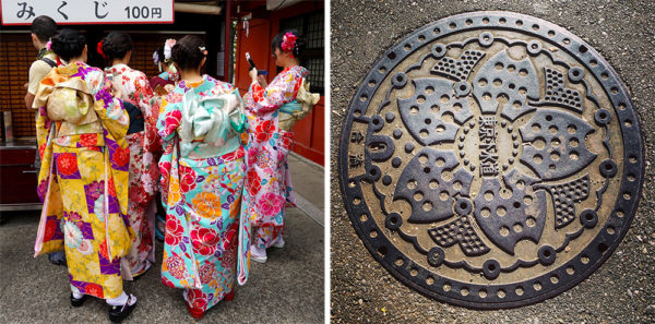 Kimonos and a Manhole Cover in Japan