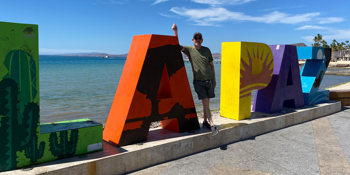 La Paz letters along the beach