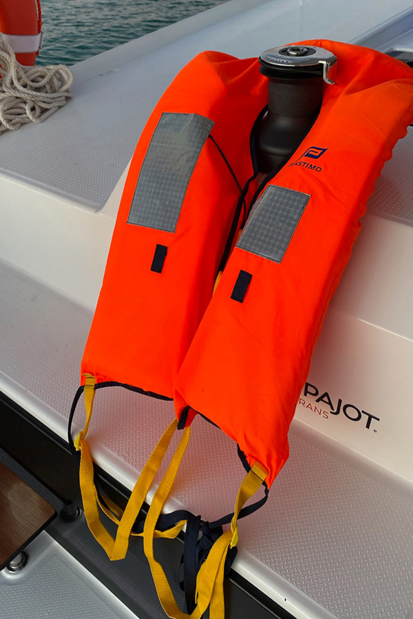 Orange life jacket